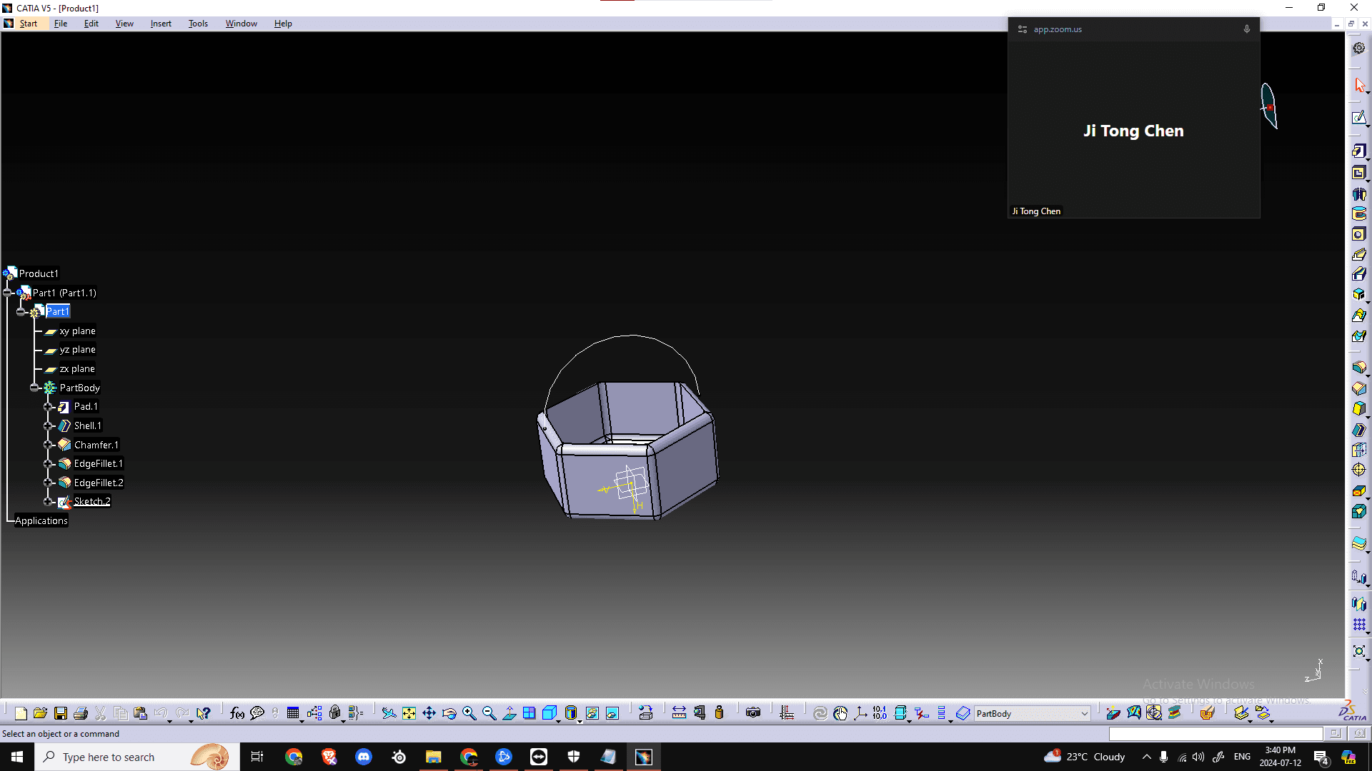 Practicing CATIA software