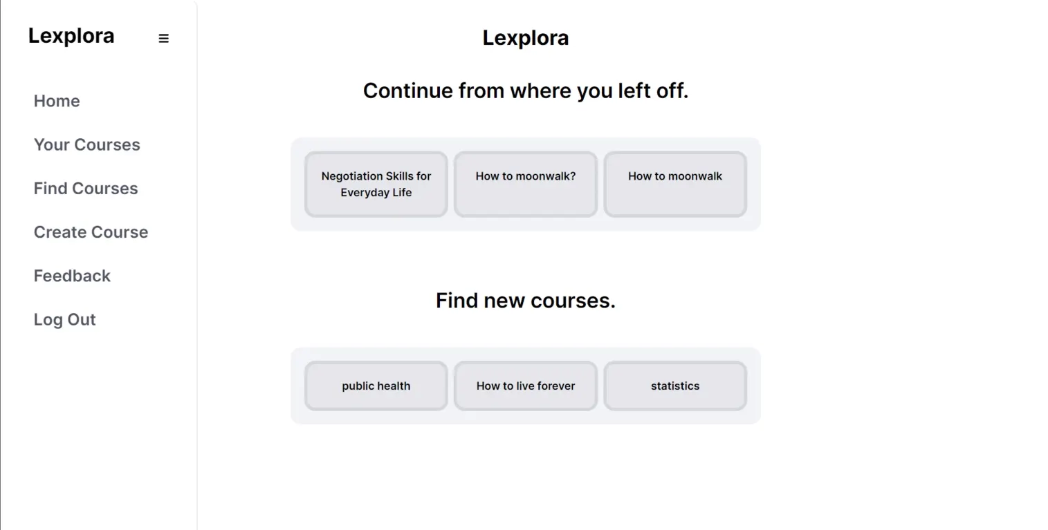 Lexplora course interface