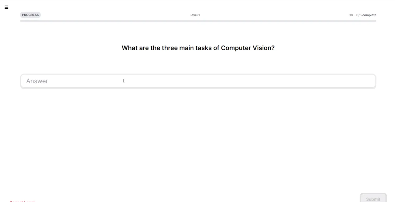 Lexplora progress interface
