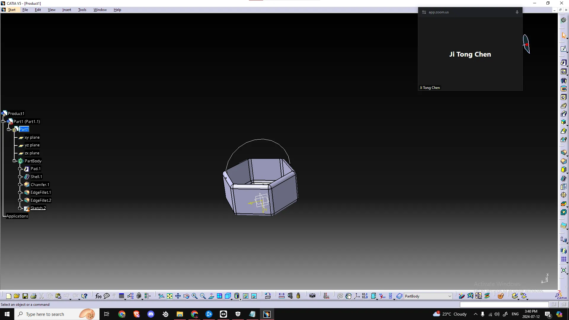 Practicing CATIA software